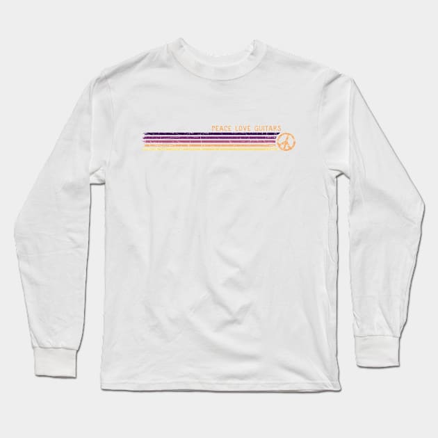 PEACE LOVE GUITARS Sunrise Retro Stripes Long Sleeve T-Shirt by Jitterfly